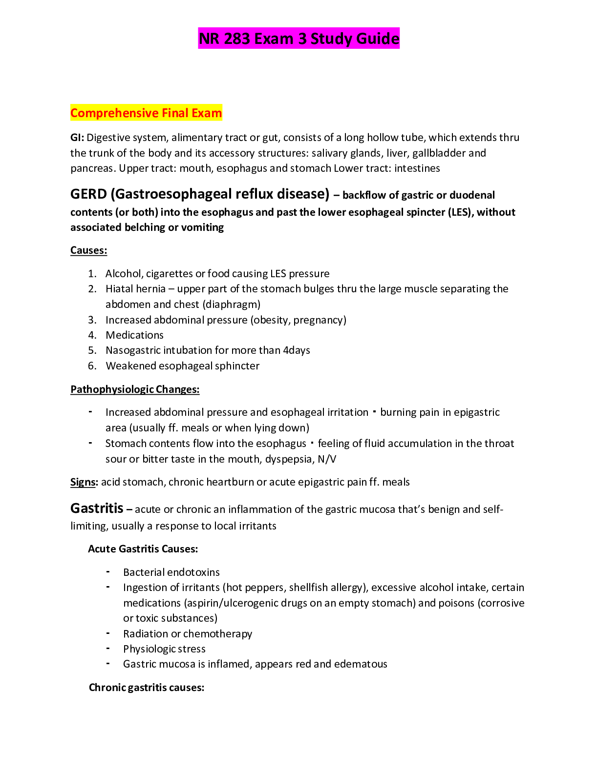 Preview image of NR 283 EXAM 3 STUDY GUIDE document